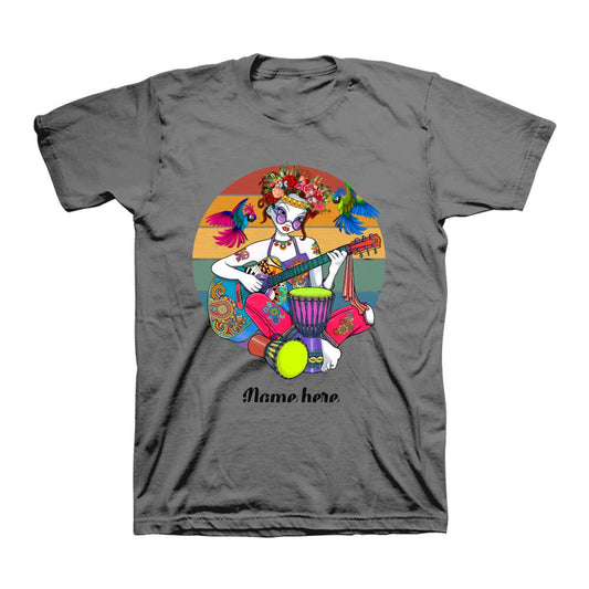 Personalized Hippie Girl Guitar T-shirt XT