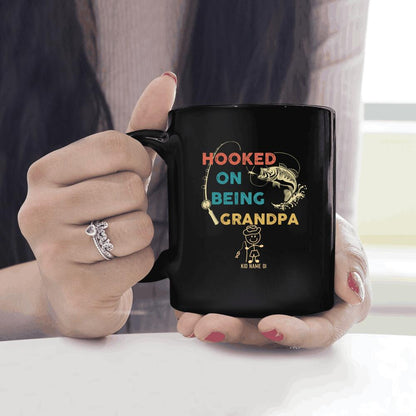 Personalized Mug Hooked On Being Grandpa - Amazing gift for Father's day