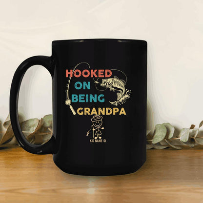 Personalized Mug Hooked On Being Grandpa - Amazing gift for Father's day