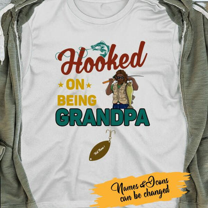 Personalized T-shirt Hooked On Being Grandpa - Amazing gift for Father's day