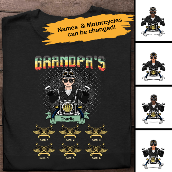 Granpa's Biker Gang Personalized T-Shirt, Best Gift For Grandpa