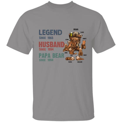 Papa Bear Legend Husband Personalized T-shirt Amazing Gift For Dad Father Bonus Dad