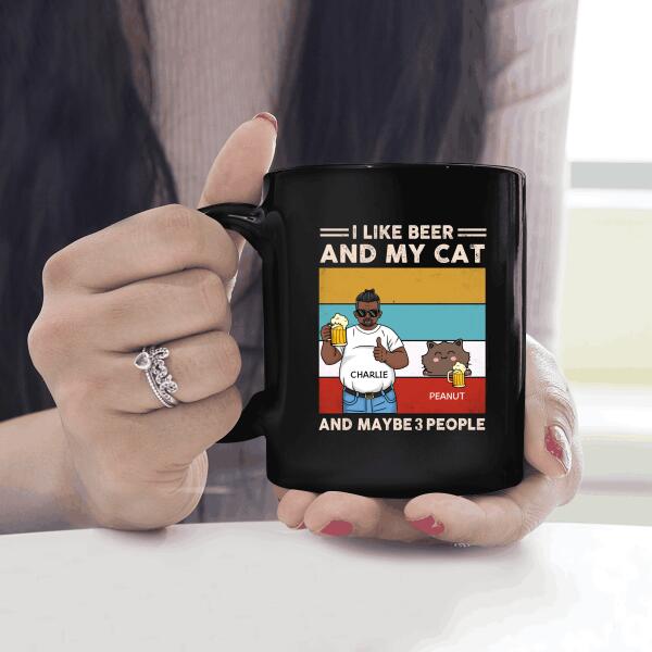 I Like Beer And My Cat And Maybe 3 People Personalized Mug - Amazing Gift For Cat Lovers