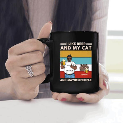 I Like Beer And My Cat And Maybe 3 People Personalized Mug - Amazing Gift For Cat Lovers