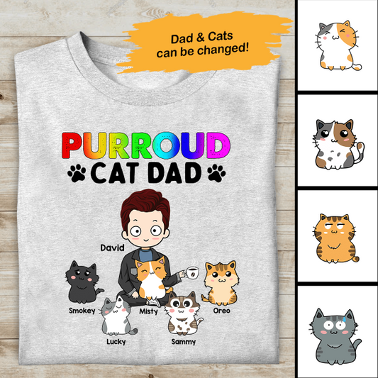 Purroud Cat Dad Personalized T-Shirt, Best Gift For Cat Lovers