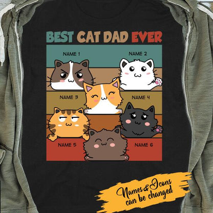 Best Cat Dad Ever Retro Personalized T-shirt Amazing Gift For Father Bonus Dad Cat Lover