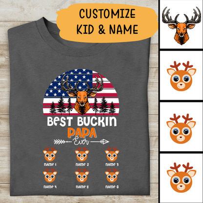 Best Buckin Papa In The World Personalized T-shirt For Dad Father Grandpa