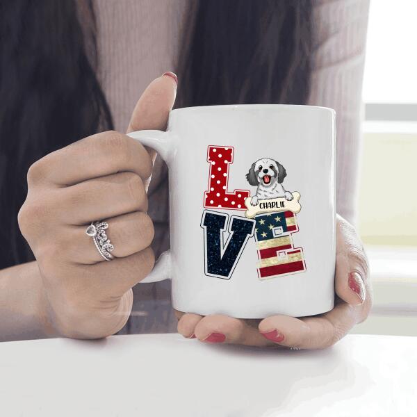I Love Independent Day Dog Lover Personalized Mug Choose Your Dog