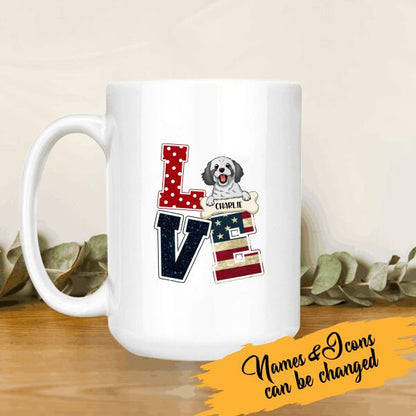 I Love Independent Day Dog Lover Personalized Mug Choose Your Dog