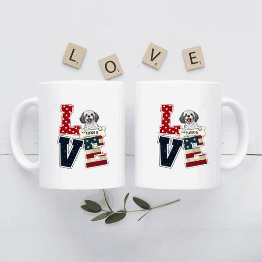 I Love Independent Day Dog Lover Personalized Mug Choose Your Dog