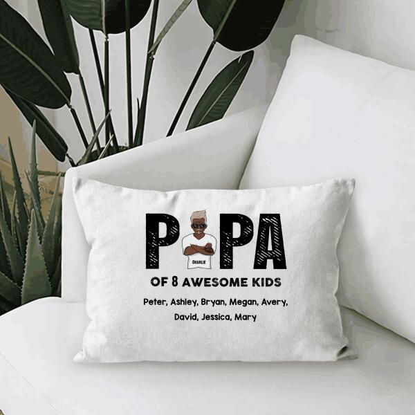 Papa Of Awesome Kids Personalized Canvas Throw Pillow Amazing Gift For Father Bonus Dad