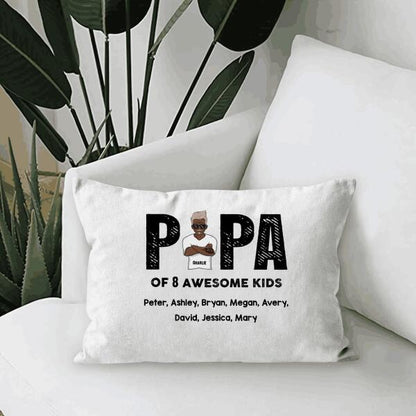 Papa Of Awesome Kids Personalized Canvas Throw Pillow Amazing Gift For Father Bonus Dad