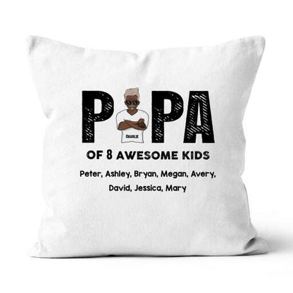 Papa Of Awesome Kids Personalized Canvas Throw Pillow Amazing Gift For Father Bonus Dad