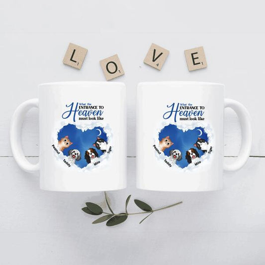 Entrance To Heaven Dogs Cats Personalized Mug, Best Gift For Dogs Cats Lovers