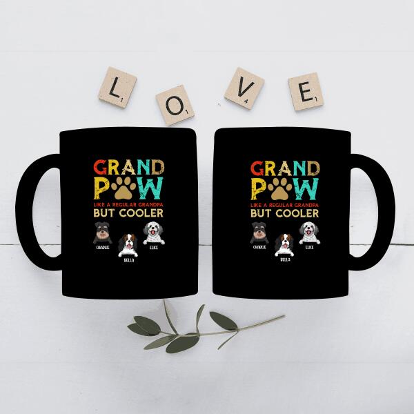 Personalized Dog Mug Grandpaw Regular Cooler Grandpa Dad, Gifts for Dog Lovers