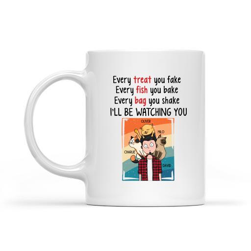 Every Fish You Bake, Personalized Mug Gift for Dad and Cat Lovers