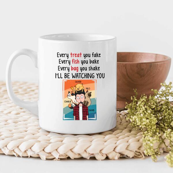 Every Fish You Bake, Personalized Mug Gift for Dad and Cat Lovers