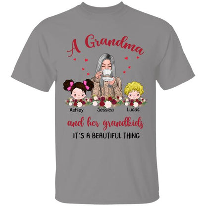A Grandma And Her Grandkids, It's A Beautiful Thing Personalized T-Shirt, Best Gift For Grandma