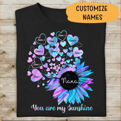 Mom Grandma Little Sunshine Personalized T-Shirt, Gift  For Family