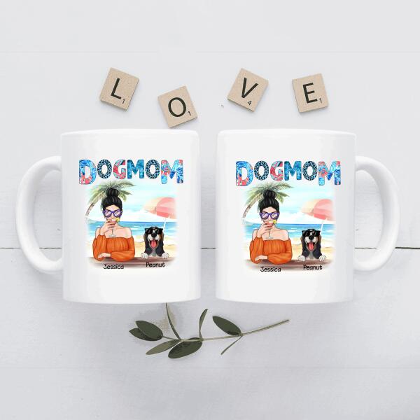 Dog Mom On The Beach Personalized Mug For Dog Lover Mother