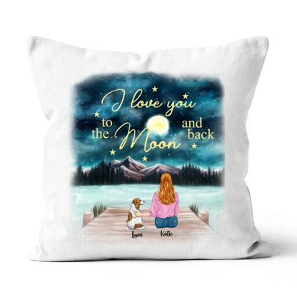 I Love You To The Moon And Back Personalized T-Shirt, Mug, Matte Canvas, Canvas Throw Pillow, Special Gifts For Dog Lovers