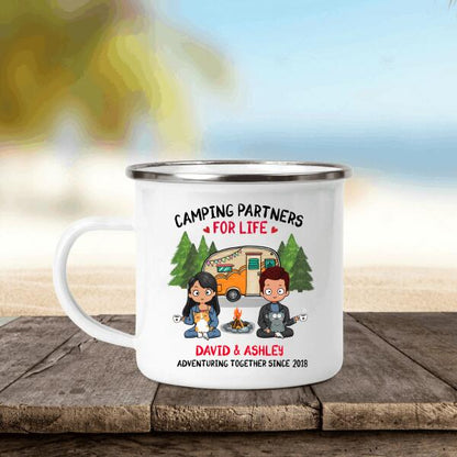 Camping Partner For Life Chibi Couple Personalized T-Shirt And Mug, Best Gift For Couples