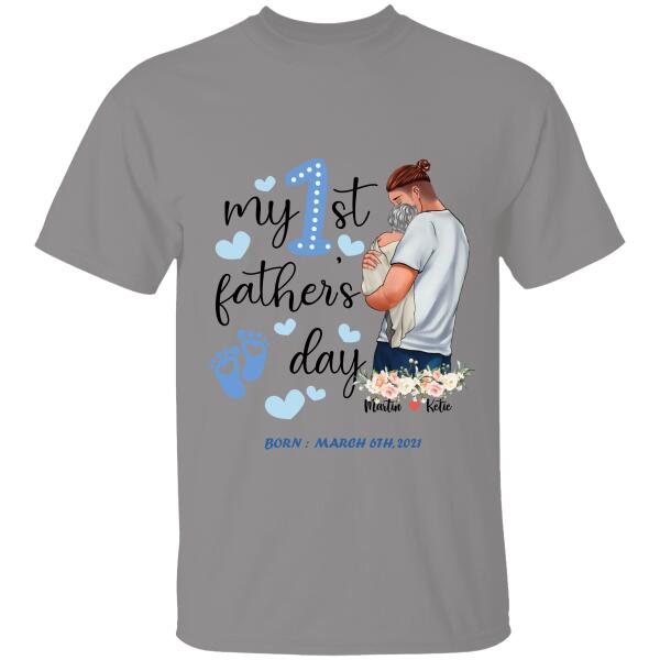 My First Father's Day Born Personalized T-Shirt, Mug, Poster, Canvas, Canvas Throw Pillow, Special Gifts From Dad To Son And Daughter