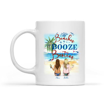 Beaches Booze Besties Personalized T-shirt, Mug, Canvas Throw Pillow, Blanket, Poster, Best Gifts For Friends