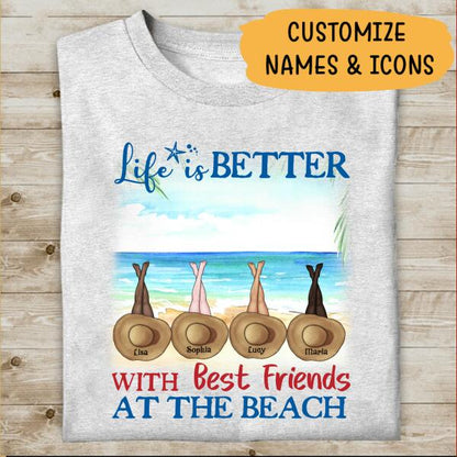 Life Is Better With Friends At Beach Personalized T-shirt Amazing Gift For You Friends Mug Poster Fleece Blanket