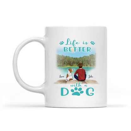 Life Is Better With A Dog Personalized T-shirt, Mug, Canvas Throw Pillow, Poster, Blanket, Bests Gift For Dad And Dog Lovers