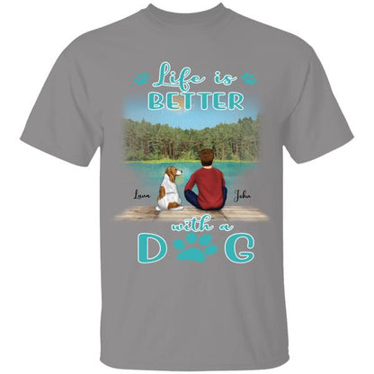 Life Is Better With A Dog Personalized T-shirt, Mug, Canvas Throw Pillow, Poster, Blanket, Bests Gift For Dad And Dog Lovers