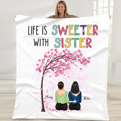 Life Is Better With Sister Personalized T-shirt, Mug, Poster, Blanket, Canvas Throw Pillow, Best Gifts For Sisters And Friends