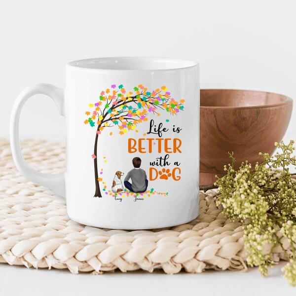Life Is Better With A Dog Personalized T-Shirt, Mug, Poster, Canvas Throw Pillow, Canvas, Best Gifts For Dad And Dog Lovers