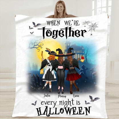 When We’re Together, Every Night Is Halloween Personalized T-Shirt, Mug, Blanket, Poster, Canvas Throw Pillow, Best Gifts For Friends And Halloween Occasion