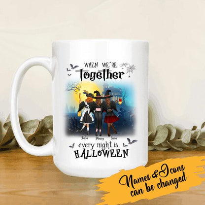 When We’re Together, Every Night Is Halloween Personalized T-Shirt, Mug, Blanket, Poster, Canvas Throw Pillow, Best Gifts For Friends And Halloween Occasion