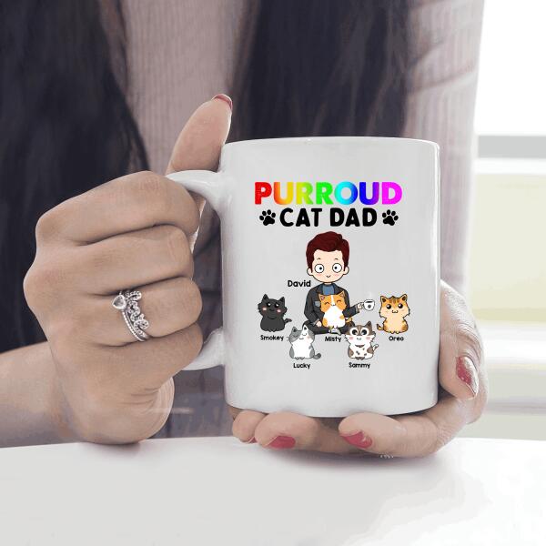 Purroud Cat Dad Personalized Mug, Best Gift For Cat Lovers