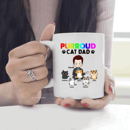 Purroud Cat Dad Personalized Mug, Best Gift For Cat Lovers