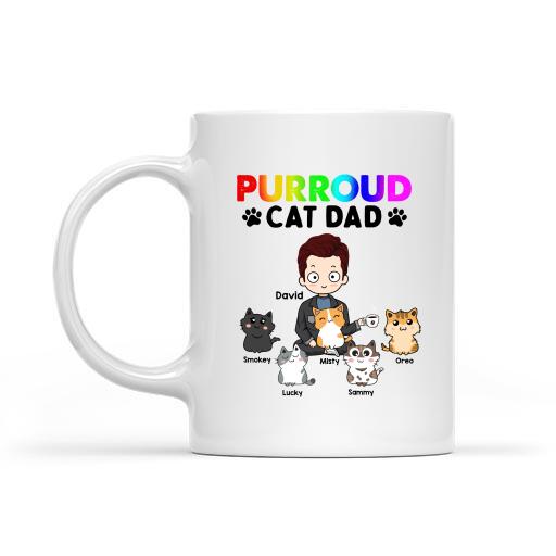 Purroud Cat Dad Personalized Mug, Best Gift For Cat Lovers