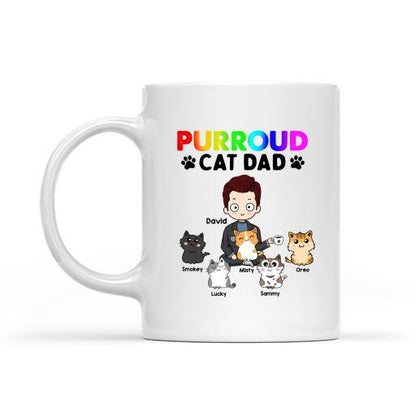Purroud Cat Dad Personalized Mug, Best Gift For Cat Lovers