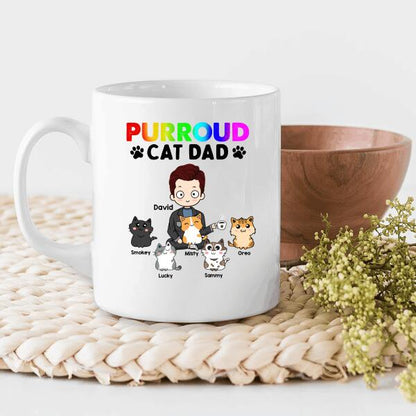 Purroud Cat Dad Personalized Mug, Best Gift For Cat Lovers
