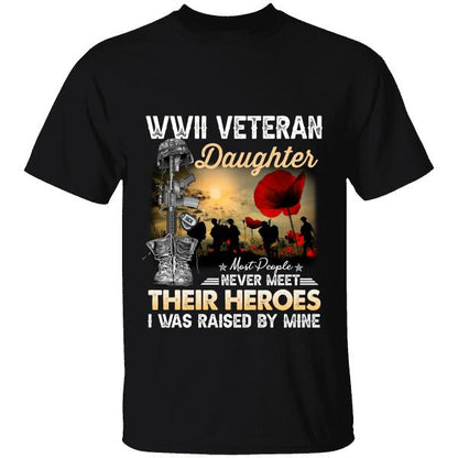 Personalized Name & Family Member | WWII Veteran Son, Daughter,Most People never meet their Heroes I was Raised By Mine - Military Tshirt