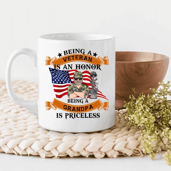 Being A Veteran Is An Honor Being A Grandpa Is Priceless Personalized T-shirt, Mug, Best Gifts For Veterans Day