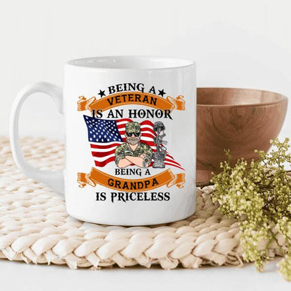 Being A Veteran Is An Honor Being A Grandpa Is Priceless Personalized T-shirt, Mug, Best Gifts For Veterans Day