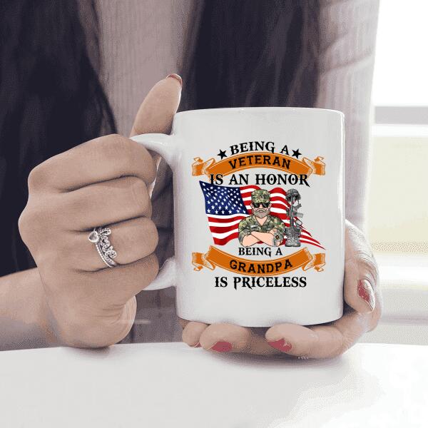 Being A Veteran Is An Honor Being A Grandpa Is Priceless Personalized T-shirt, Mug, Best Gifts For Veterans Day