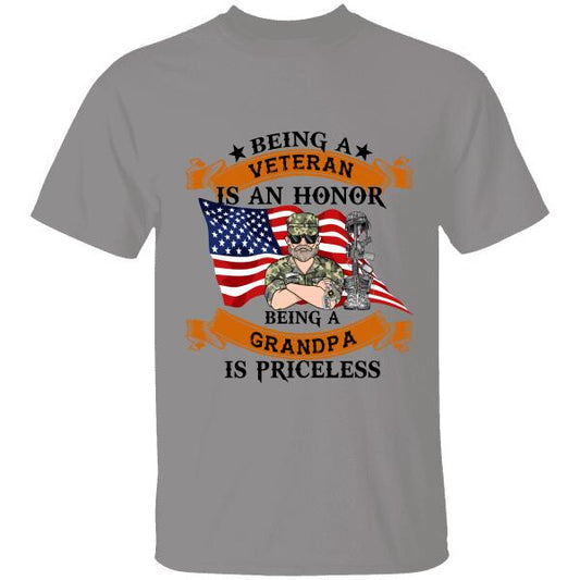 Being A Veteran Is An Honor Being A Grandpa Is Priceless Personalized T-shirt, Mug, Best Gifts For Veterans Day