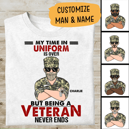 My Time In Uniform Is Over But Being A Veteran Never Ends Personalized T-shirt, Mug, Best Gifts For Veterans Day