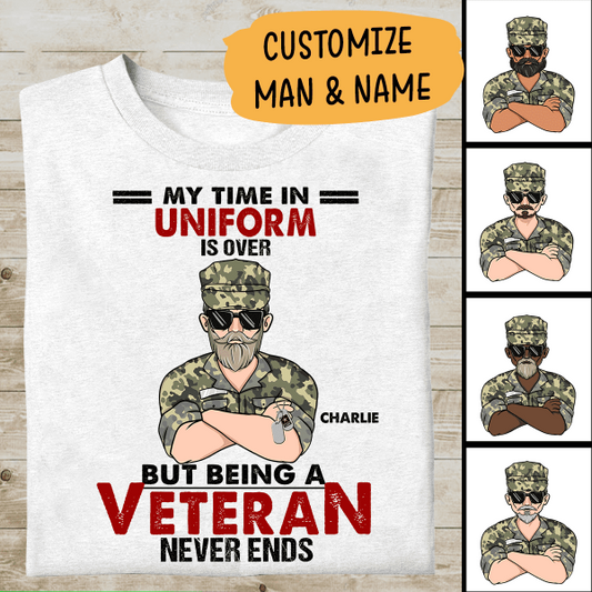 My Time In Uniform Is Over But Being A Veteran Never Ends Personalized T-shirt, Mug, Best Gifts For Veterans Day