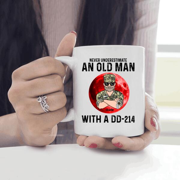 Never Underestimate An Old Man With A DD-214 Personalized Shirt For Dad Father Papa