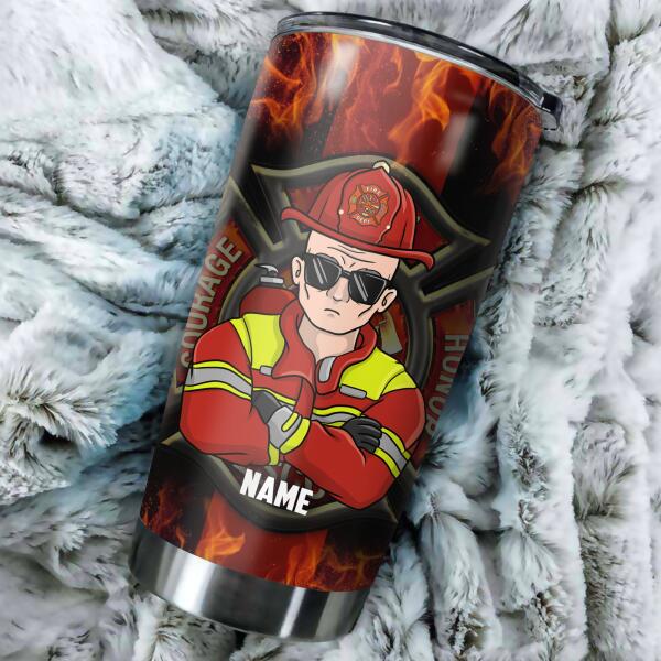 I'm A Firefighter I Only Fear God And My Wife You Are Neither Personalized Tumbler, Best Gift For Firefighter