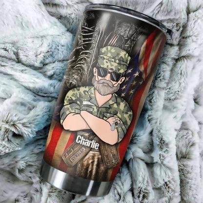 I'm A Grumpy Old Veteran I'm Too Old To Fight Too Slow To Run, I'l Just Shoot You And Be Done With It Personalized Tumbler, Best Gift For Veterans Day